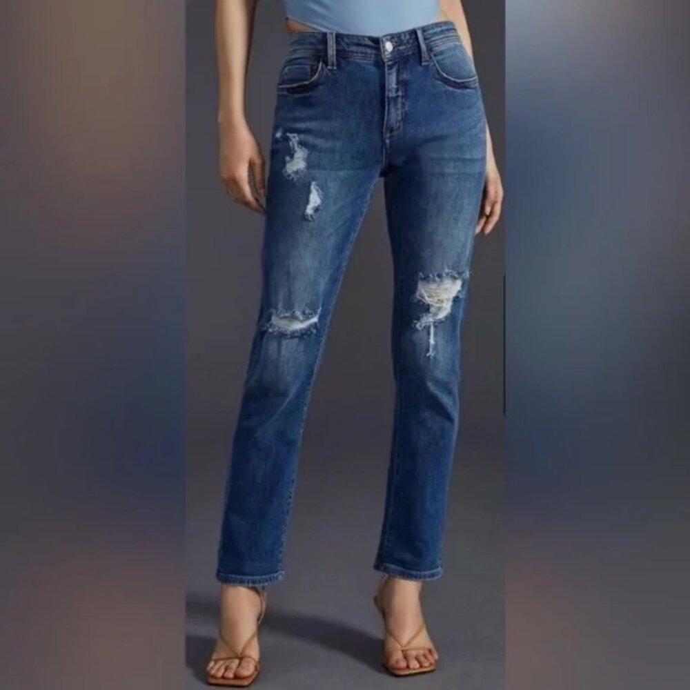 Anthropologie Pilcro‎ Slim Boyfriend Crop Denim Jeans Bohemian Preppy Womens 26